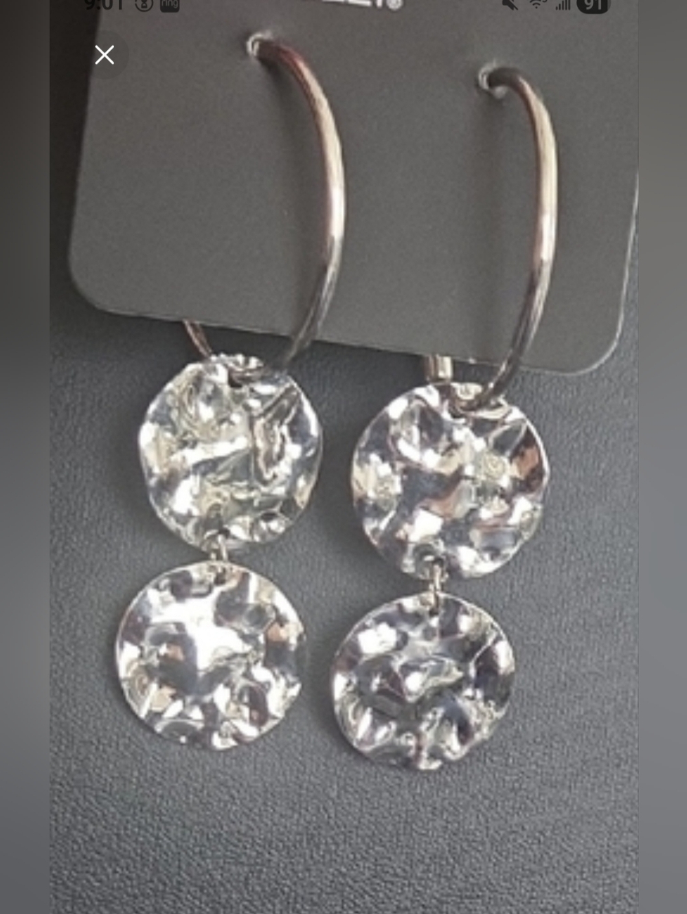 Paparazzi Silver Textured Disc Earrings NWT